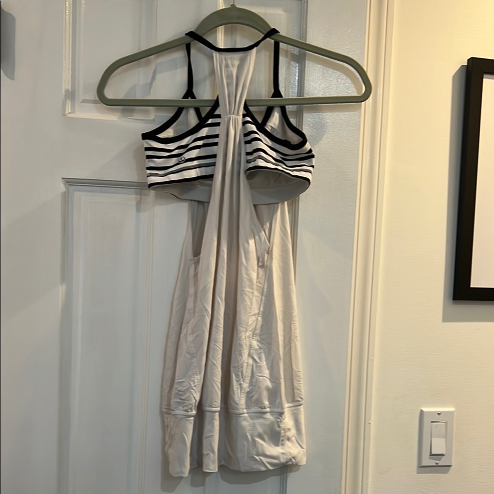 lululemon athletica White and Black Striped Tank Top - Picture 2 of 3